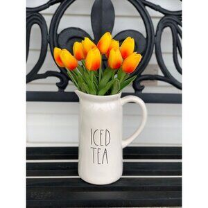 Tulip Lot Set 10 Yellow Red Centerpiece Floral Flower Fake Farmhouse Spring